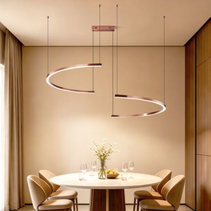 Immax NEO 07328L - Lustre LED dimerizável suspenso por cabo FINO LED/72W/230V 120 cm Tuya ouro rosé + controlo remoto