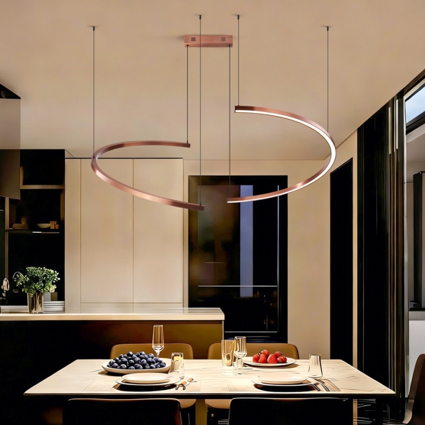 Immax NEO 07328L - Lustre LED dimerizável suspenso por cabo FINO LED/72W/230V 120 cm Tuya ouro rosé + controlo remoto