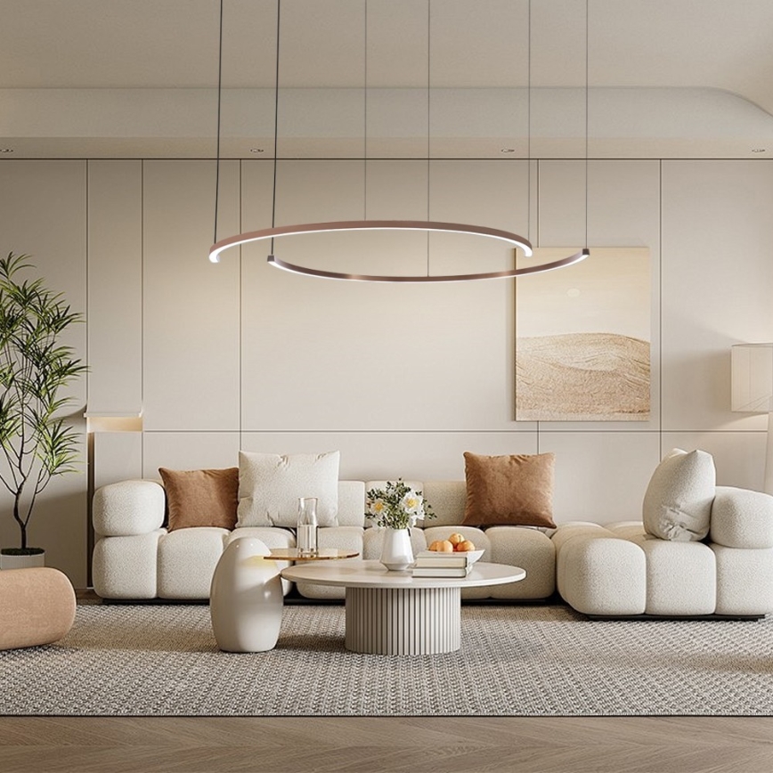 Immax NEO 07328L - Lustre LED dimerizável suspenso por cabo FINO LED/72W/230V 120 cm Tuya ouro rosé + controlo remoto