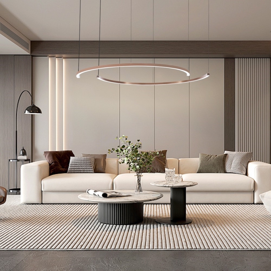 Immax NEO 07328L - Lustre LED dimerizável suspenso por cabo FINO LED/72W/230V 120 cm Tuya ouro rosé + controlo remoto