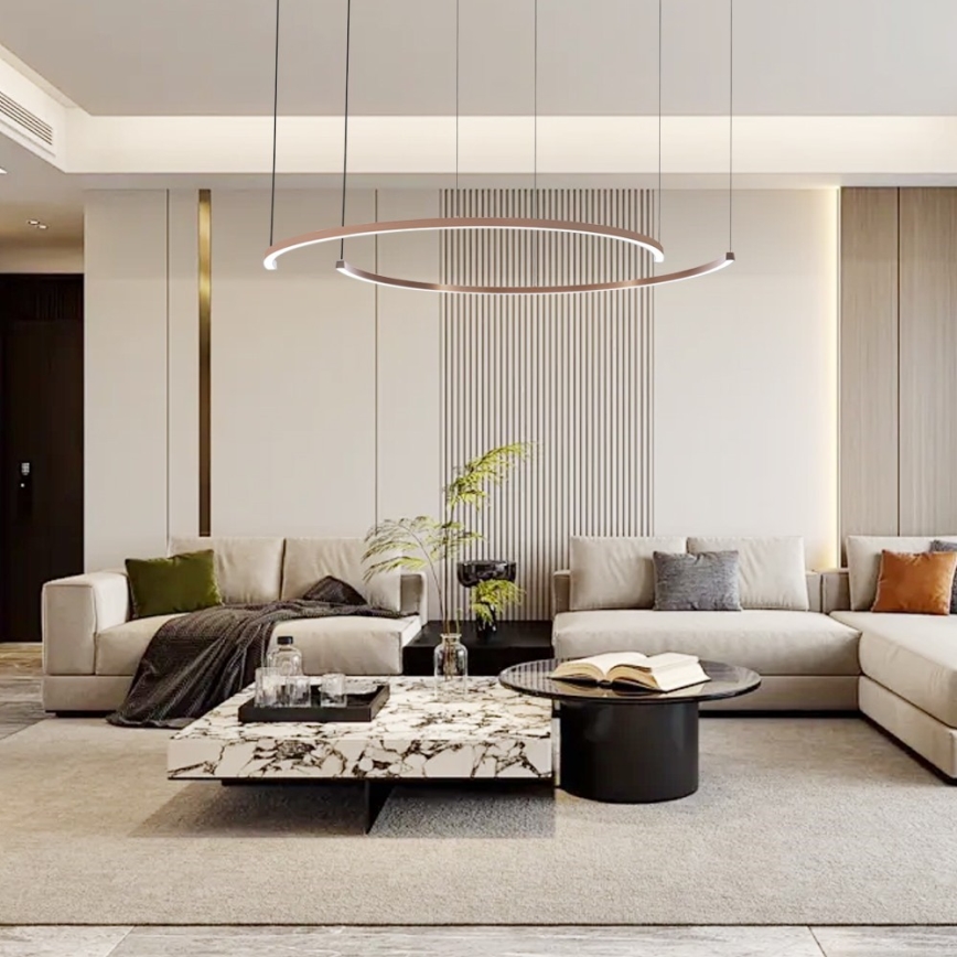 Immax NEO 07328L - Lustre LED dimerizável suspenso por cabo FINO LED/72W/230V 120 cm Tuya ouro rosé + controlo remoto