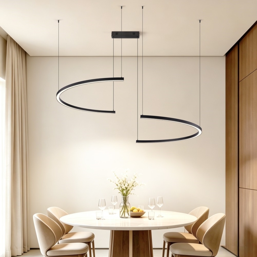 Immax NEO 07329L - Lustre LED regulável suspenso por cabo FINO LED/72W/230V 120 cm Tuya preto + controlo remoto