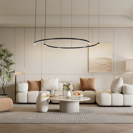 Immax NEO 07329L - Lustre LED regulável suspenso por cabo FINO LED/72W/230V 120 cm Tuya preto + controlo remoto