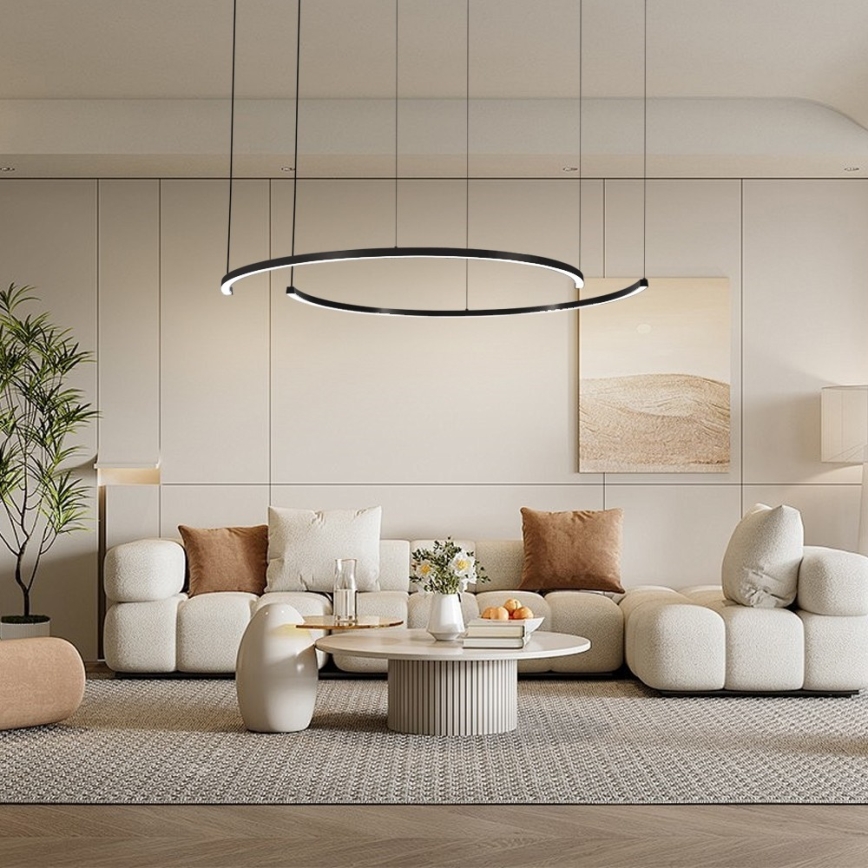 Immax NEO 07329L - Lustre LED regulável suspenso por cabo FINO LED/72W/230V 120 cm Tuya preto + controlo remoto