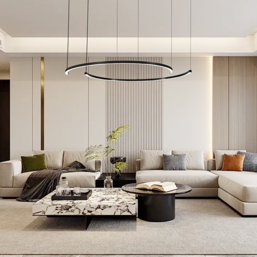 Immax NEO 07329L - Lustre LED regulável suspenso por cabo FINO LED/72W/230V 120 cm Tuya preto + controlo remoto