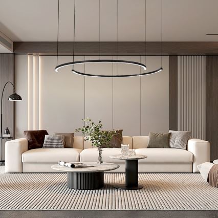 Immax NEO 07329L - Lustre LED regulável suspenso por cabo FINO LED/72W/230V 120 cm Tuya preto + controlo remoto