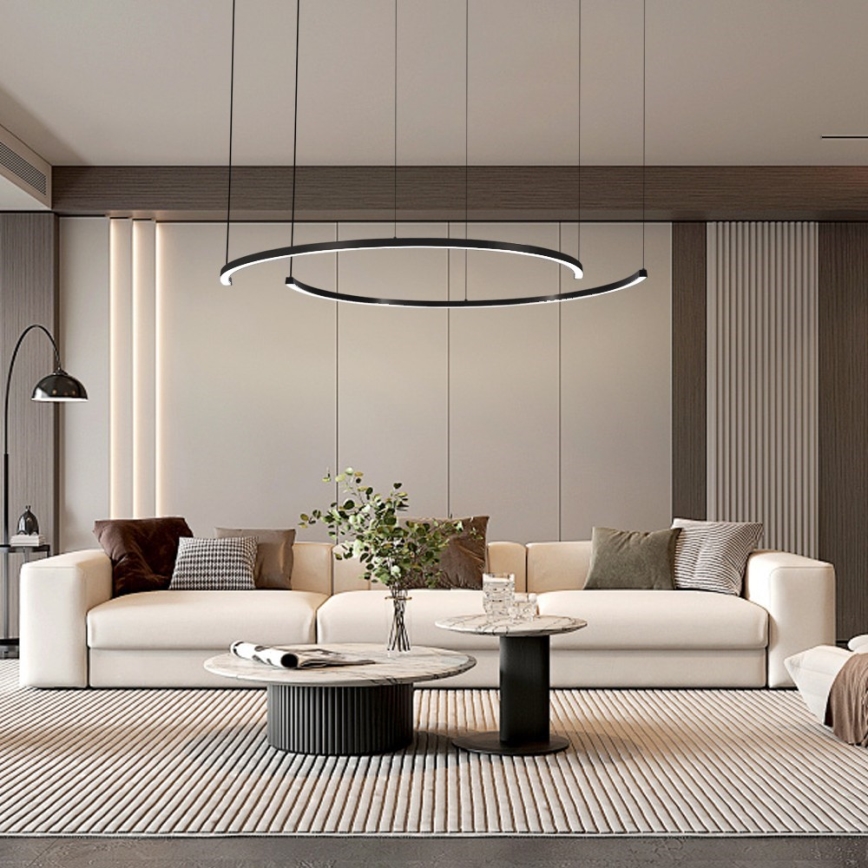 Immax NEO 07329L - Lustre LED regulável suspenso por cabo FINO LED/72W/230V 120 cm Tuya preto + controlo remoto