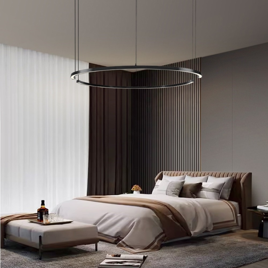 Immax NEO 07329L - Lustre LED regulável suspenso por cabo FINO LED/72W/230V 120 cm Tuya preto + controlo remoto