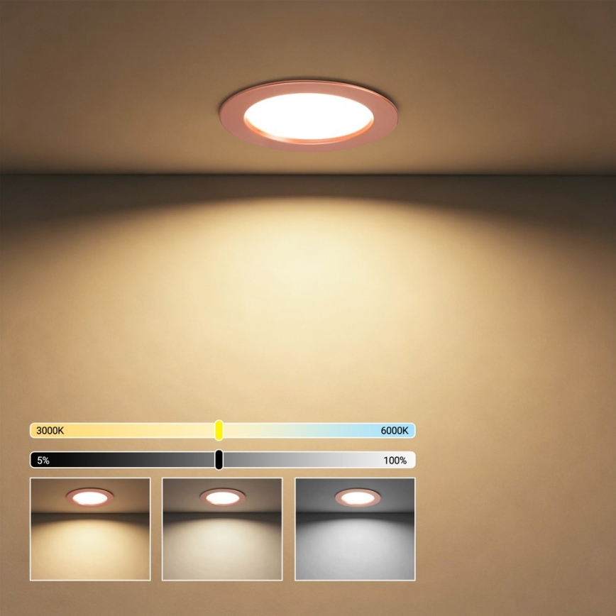 Immax NEO 07330L - Downlight LED regulável encastrado LED/12W/230V Wi-Fi Tuya Ø 12 cm ouro rosa