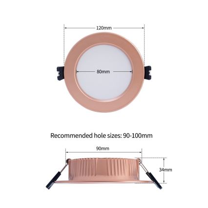 Immax NEO 07330L - Downlight LED regulável encastrado LED/12W/230V Wi-Fi Tuya Ø 12 cm ouro rosa