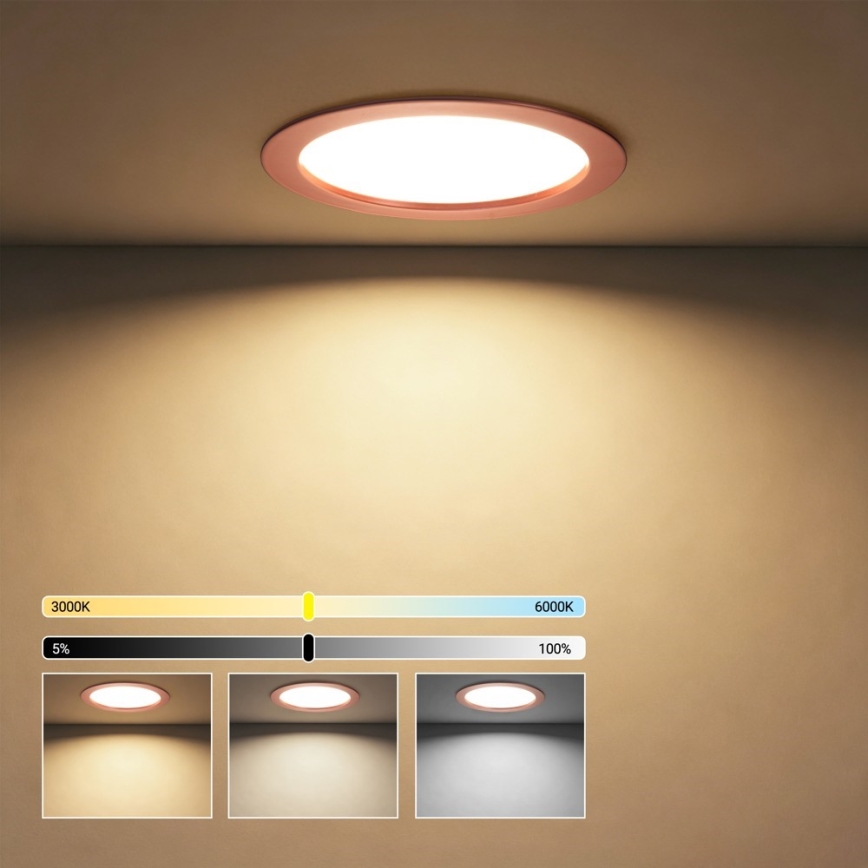 Immax NEO 07331L - Luminária embutida LED regulável DOWN LED/36W/230V Wi‑Fi Tuya, diâmetro 23 cm, ouro rosé