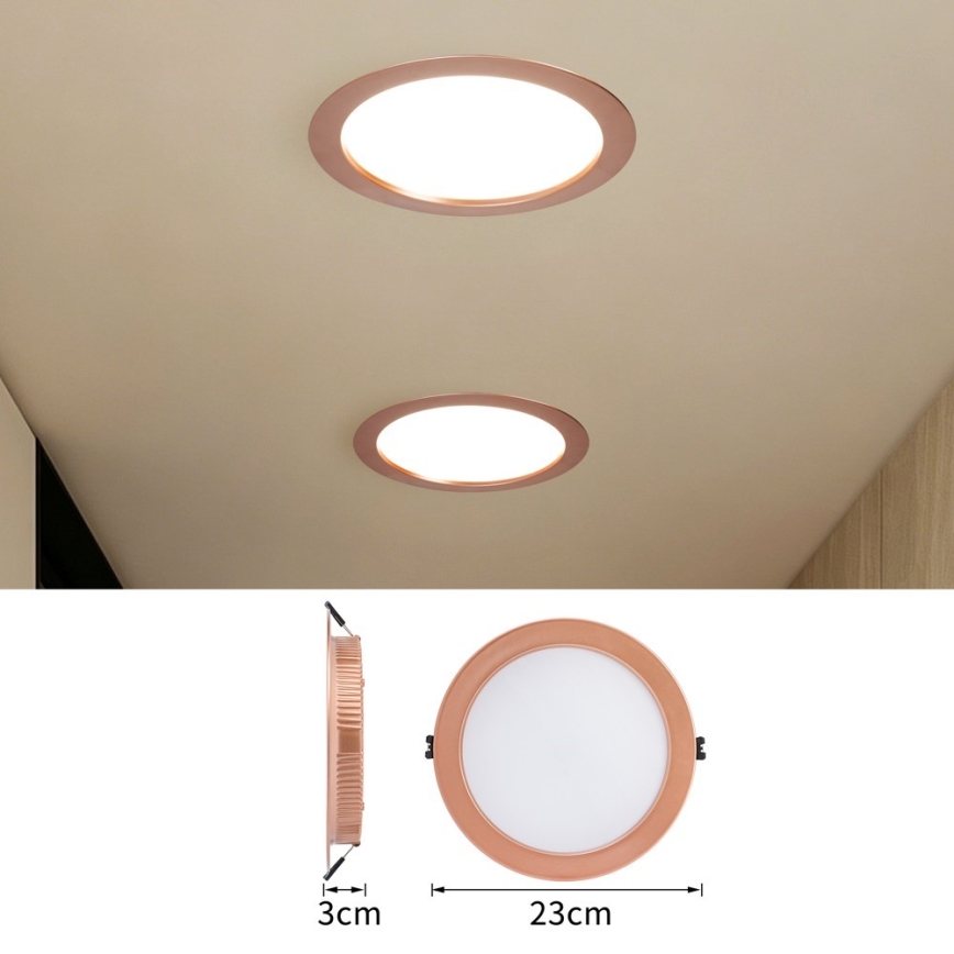 Immax NEO 07331L - Luminária embutida LED regulável DOWN LED/36W/230V Wi‑Fi Tuya, diâmetro 23 cm, ouro rosé