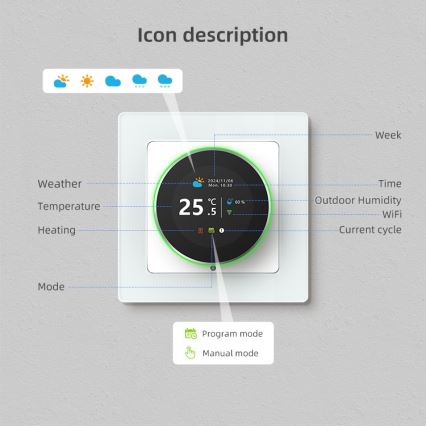 Immax NEO 07534L - Termostato para aquecimento de pavimento SMART 230V/3A Wi-Fi Tuya