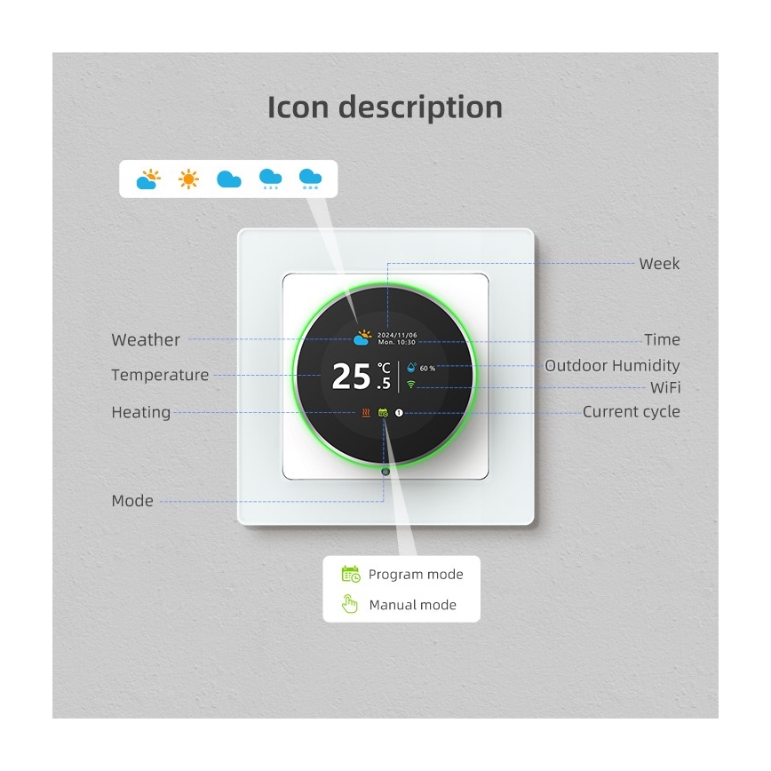 Immax NEO 07535L - Termostato SMART para aquecimento de pavimento elétrico 230V/16A com Wi-Fi Tuya