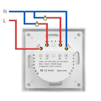 Immax NEO 07550L - Interruptor SMART de 2 botões 230V
