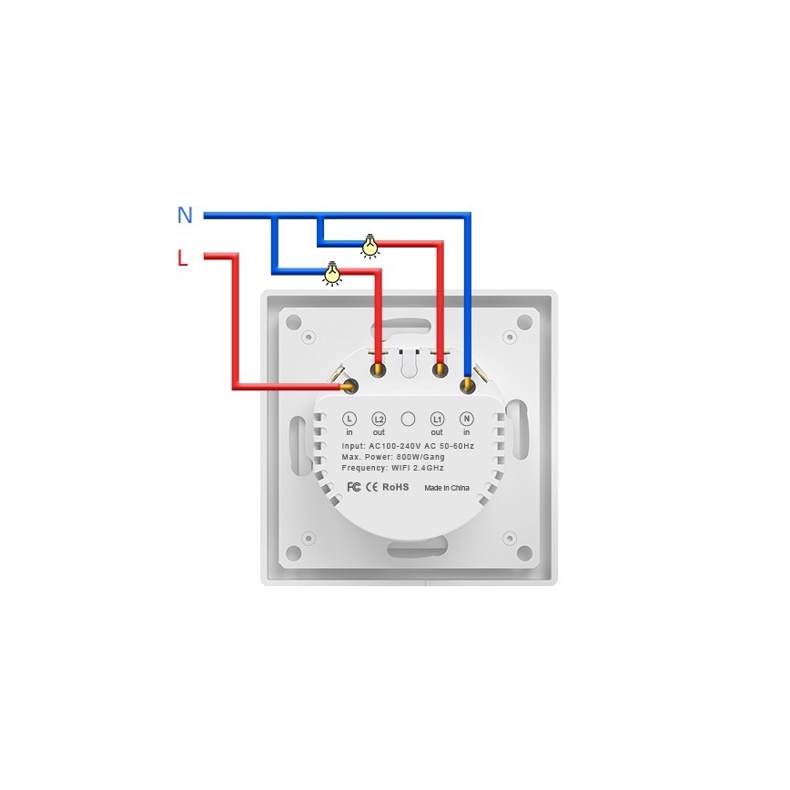 Immax NEO 07550L - Interruptor SMART de 2 botões 230V