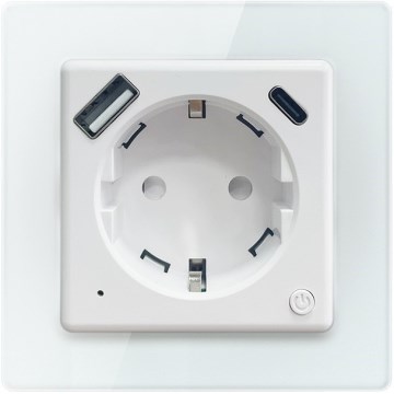 Immax NEO 07552L - Tomada inteligente Tipo F 16A/230V + 1x USB-A + 1x USB-C PD 20W Tuya