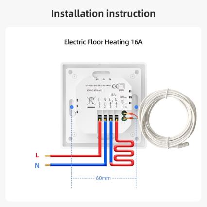 Immax NEO 07555L - Termóstato inteligente para aquecimento de piso elétrico 230V/16A Tuya