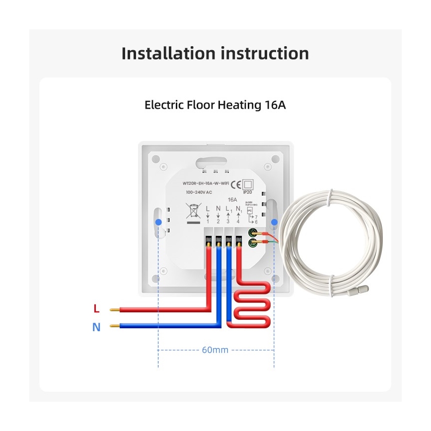 Immax NEO 07555L - Termóstato inteligente para aquecimento de piso elétrico 230V/16A Tuya