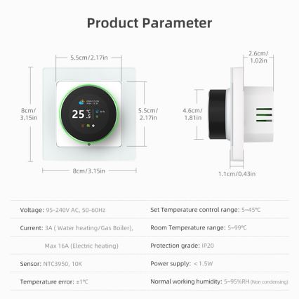 Immax NEO 07555L - Termóstato inteligente para aquecimento de piso elétrico 230V/16A Tuya