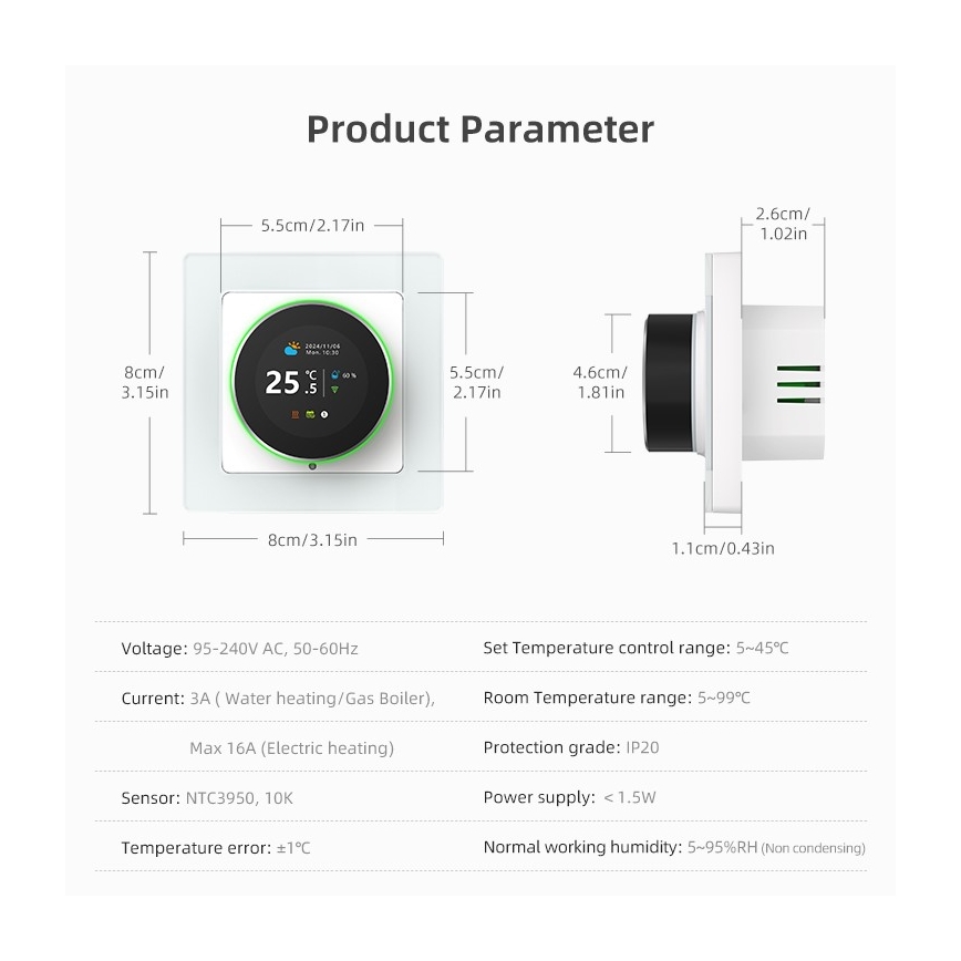 Immax NEO 07555L - Termóstato inteligente para aquecimento de piso elétrico 230V/16A Tuya