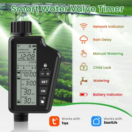 Immax NEO 07556L - Válvula de irrigação 4xAA IP65 Wi-Fi Tuya