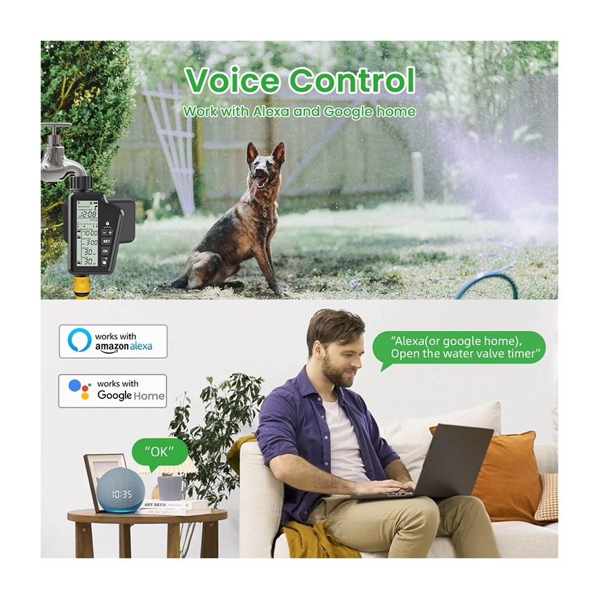 Immax NEO 07556L - Válvula de irrigação 4xAA IP65 Wi-Fi Tuya