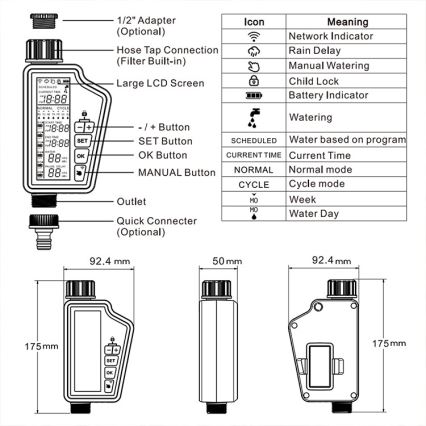 Immax NEO 07556L - Válvula de irrigação 4xAA IP65 Wi-Fi Tuya