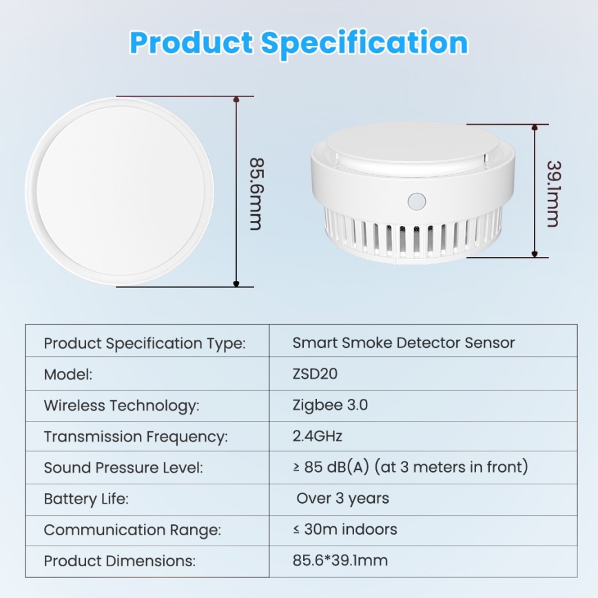 Immax NEO 07558L - Detetor de fumos 1xCR123A Tuya