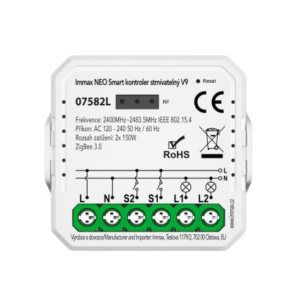 Immax Neo 07582L - Controlador inteligente com regulação V9 2-botões Tuya