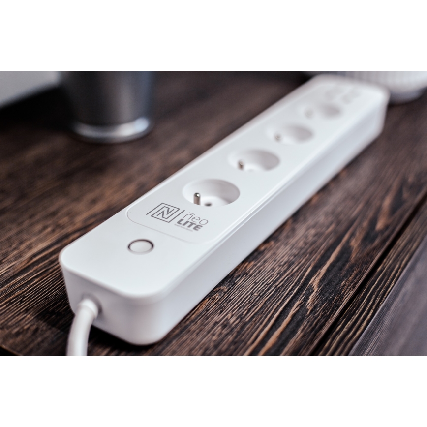 Immax NEO 07707L - Extensão NEO LITE Smart 4AC + 4USB Wi-Fi Tuya 1,5m