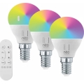 Immax NEO 07745CDO - Pack de 3 Lâmpadas LED RGB+CCT Dimerizáveis E14/6W/230V Tuya Wi‑Fi + comando remoto
