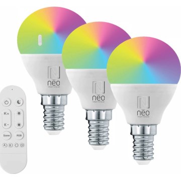 Immax NEO 07745CDO - Pack de 3 Lâmpadas LED RGB+CCT Dimerizáveis E14/6W/230V Tuya Wi‑Fi + comando remoto