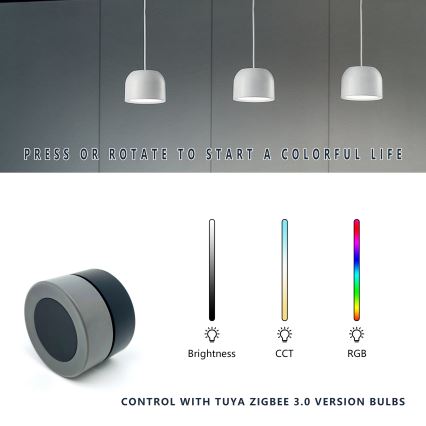 Immax NEO 07768L - Regulador de intensidade luminosa inteligente e rotativo 1xCR2032 Tuya