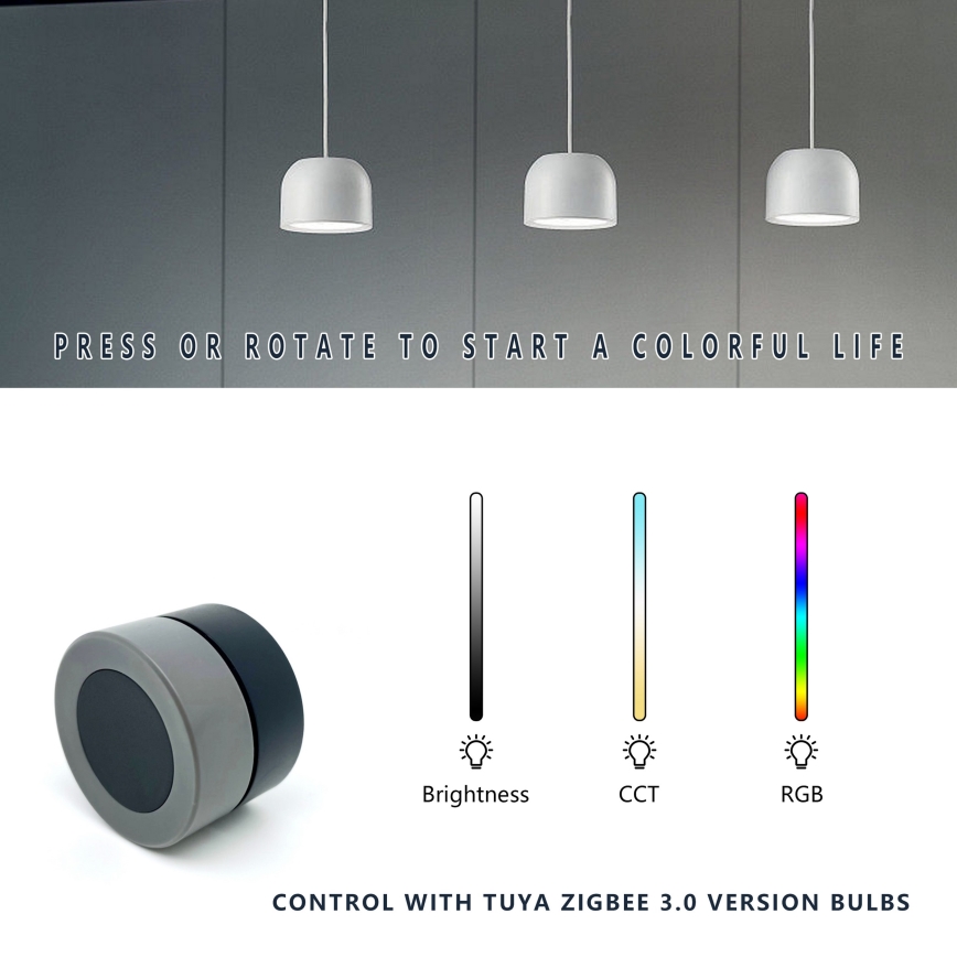 Immax NEO 07768L - Regulador de intensidade luminosa inteligente e rotativo 1xCR2032 Tuya