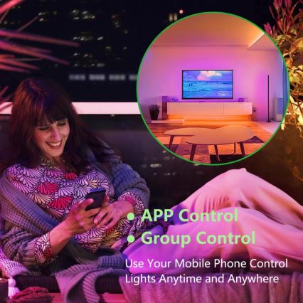 Immax NEO 07776L - Candeeiro de pé regulável LED RGB AMBIENTE LED/12W/230V Wi-Fi Tuya + comando remoto