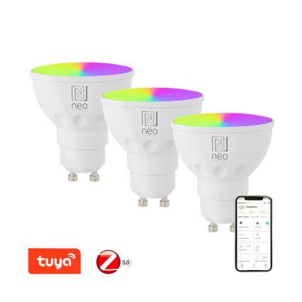 Immax NEO 07777C - CONJUNTO 3x Lâmpada LED RGB+CCT Regulável GU10/4,8W/230V Tuya