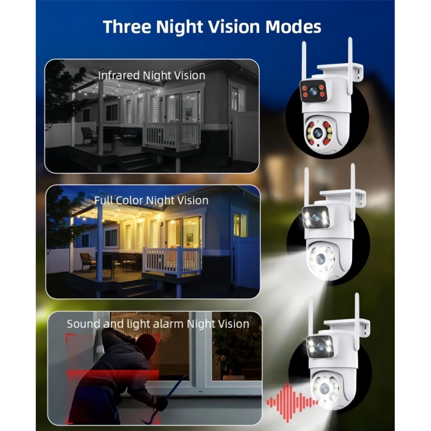 Immax NEO 07783L - Câmera externa inteligente com sensor DOUBLE 355° P/T 2x2MP IP65 Wi-Fi Tuya