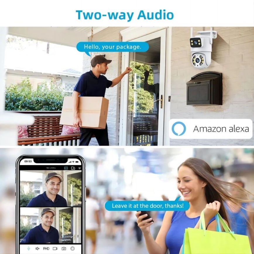 Immax NEO 07783L - Câmera externa inteligente com sensor DOUBLE 355° P/T 2x2MP IP65 Wi-Fi Tuya