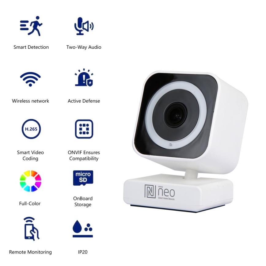 Immax NEO 07796L-Câmara inteligente de interior com sensor LITTLE CUBE 3MP 5V Wi-Fi Tuya