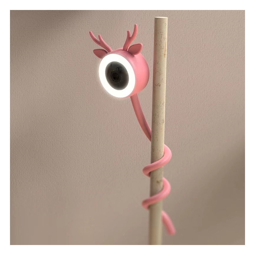 Immax NEO 07798L - Monitor de bebé inteligente recarregável 5V Wi-Fi Tuya rosa