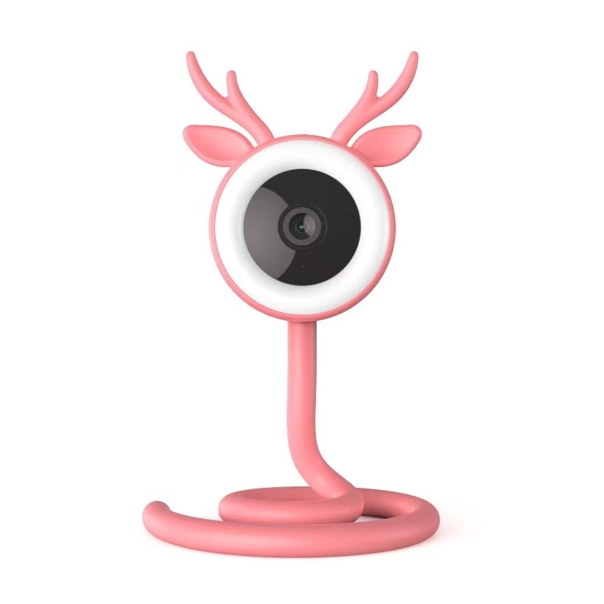 Immax NEO 07798L - Monitor de bebé inteligente recarregável 5V Wi-Fi Tuya rosa