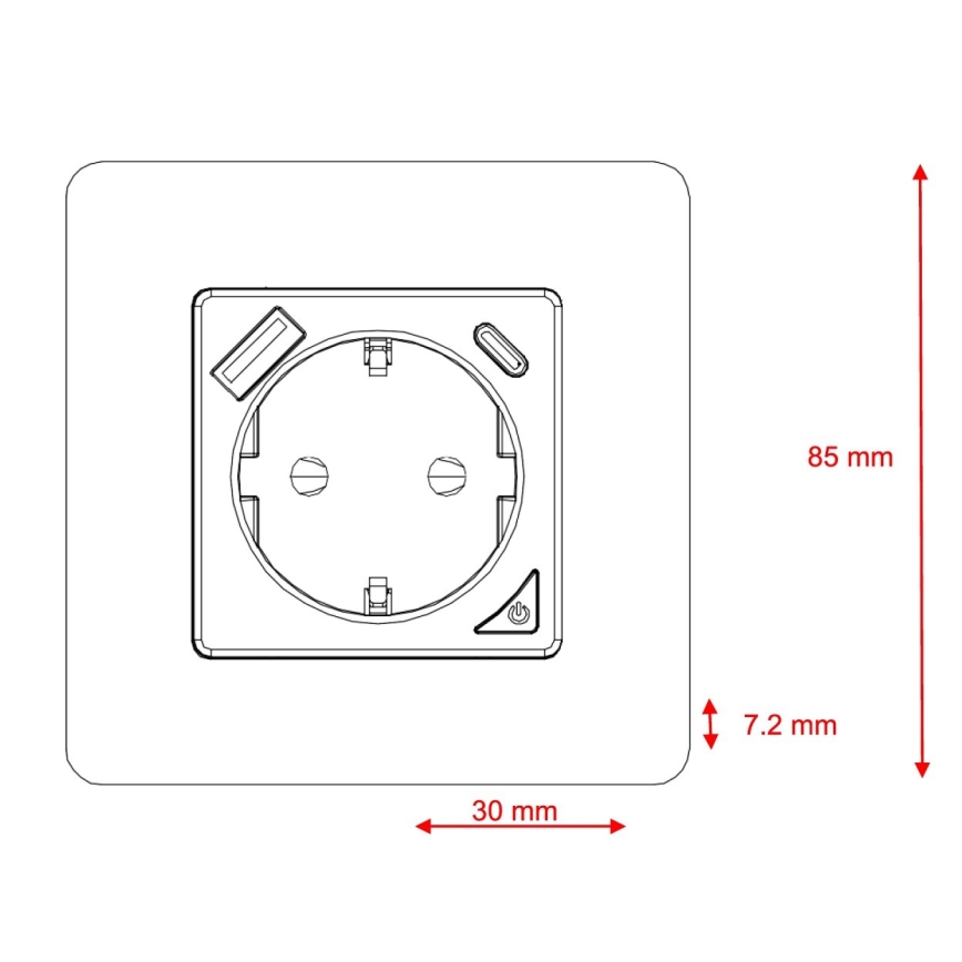 Immax NEO 07801L - Tomada inteligente 16A/230V + 1xUSB-A + 1xUSB-C Tuya SCHUKO