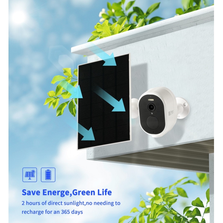 Immax NEO 07802L - Câmera solar inteligente para exterior com sensor BARREL 5000 mAh Wi-Fi Tuya IP65