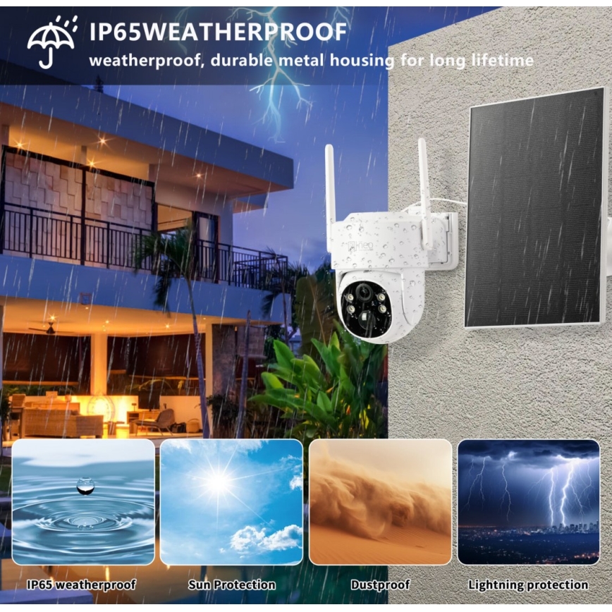 Immax NEO 07804L - Câmara Solar Inteligente para Exterior com Sensor e Bateria 9000 mAh, IP65