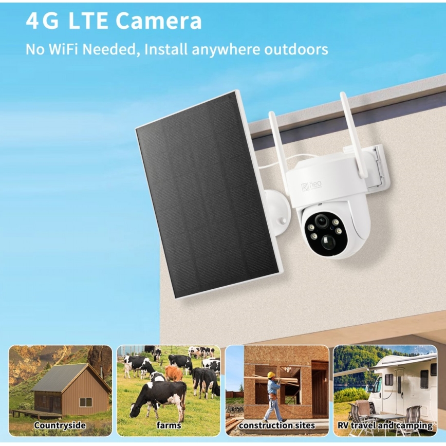 Immax NEO 07804L - Câmara Solar Inteligente para Exterior com Sensor e Bateria 9000 mAh, IP65