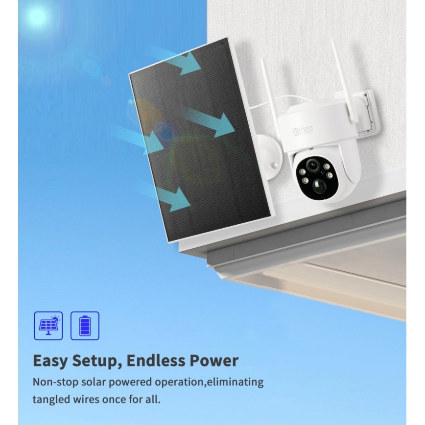 Immax NEO 07804L - Câmera solar externa inteligente com sensor, bateria de 9000 mAh, Wi-Fi Tuya, IP65