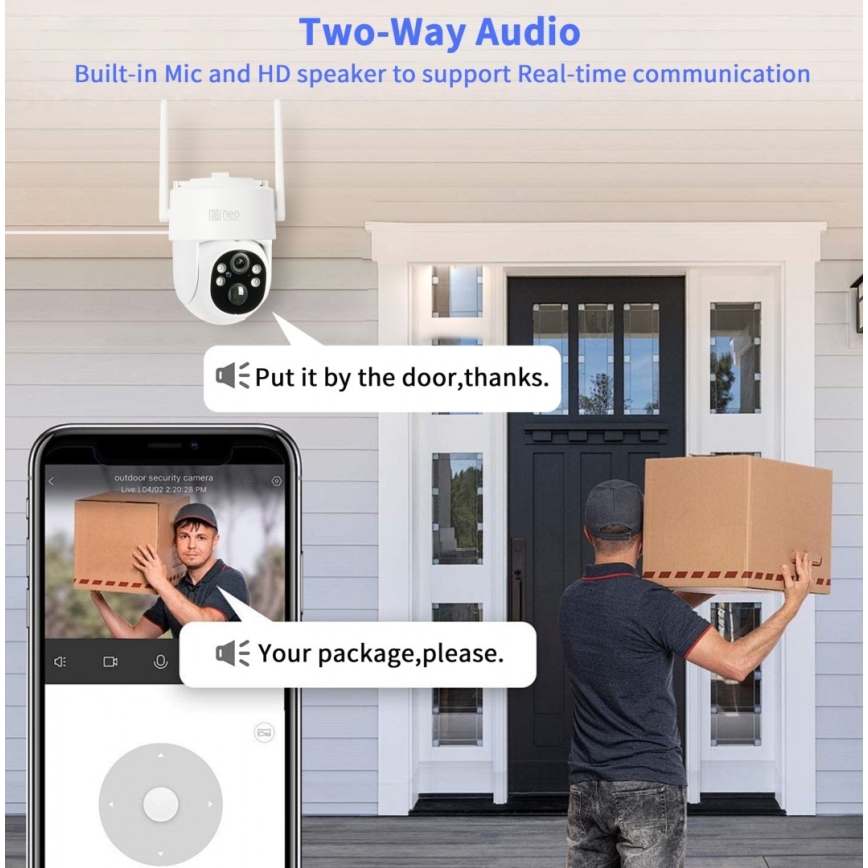 Immax NEO 07804L - Câmera solar externa inteligente com sensor, bateria de 9000 mAh, Wi-Fi Tuya, IP65