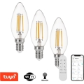 Immax NEO 07807CDO - Conjunto de 3 lâmpadas LED CCT dimerizáveis E14/4W/230V Tuya Wi‑Fi + comando remoto