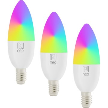 Immax NEO 07808C - Conjunto com 3 lâmpadas LED RGB+CCT reguláveis E14/4,8W/230V Wi-Fi Tuya